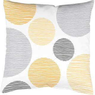 Dekokissen HOME WOHNIDEEN "BORDEN" Gr. 2, gelb (gelb, bedruckt), B:50cm L:50cm, Polyester, Dekokissen_Sitzkissen_Kissenhüllen, Dekokissen, Kissenhülle mit Füllung, 1 Stück