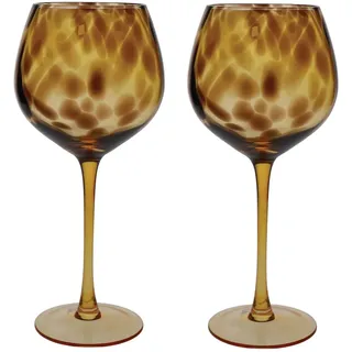 BarCraft 2er Set gemusterte Gin-Gläser, 2 Gläser im Schildplatt-Look, in Geschenkbox, 550ml, Durchsichtig