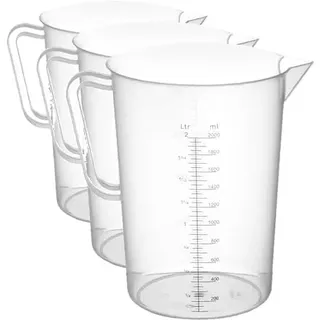 HENDI Messbecher, mit Skalierung, Bruchsicher, 2L, Polypropylen, ø140x(h)215mm (Packung mit 3)