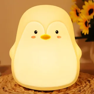 Tremdwoto Pinguine Nachtlicht Kinder, Kawaii Nachtlicht Baby, Led Nachttischlampe babyzimmer, USB Silikon Stilllicht Touch für Mädchen Frauen, Schlaflicht Kinderzimmer Deko Geburtstag Geschenk