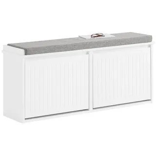 SoBuy Schuhbank Weiß , Holzwerkstoff , 100x46x26 cm , Garderobe, Garderobenbänke, Schuhbänke