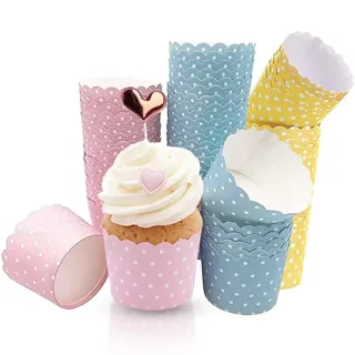 Cupcake Wrapper, 150 Stück Muffinförmchen Papier Cupcake Liner Fall Wrapper Backbecher Papierkuchen für Backtage Geburtstage Hochzeiten Partys Halloween (Polka Dots, 150pcs)