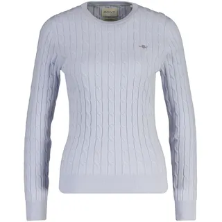 Sweater GANT "Strickpullover STRETCH COTTON CABLE C-NECK", Damen, Gr. L, blau (blau (light)), Obermaterial: 88% Baumwolle CO. 10% Polyamid PA. 2% Elasthan EL., Sweatshirts Sweater