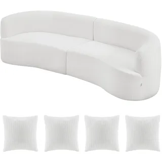 VEVOR gebogenes modulares Sofa Sektionssofa (284 cm) mit 4 Kissen, übergroßer Loungesessel mit breiter, tiefer Sitzfläche, für Wohnzimmer Schlafzimmer Wohnung Büro, Schlafsofa Bodensofa Weiß