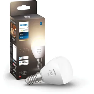 Philips Hue White E14 LED Tropfenlampe, 470 lm | Warmweißes Licht, Dimmbar, Für das Hue Lichtsystem, Smarte Lichtsteuerung über Sprache und App, Smart Home