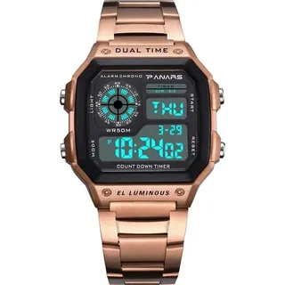 PANARS Herren Digitaluhr in Roségold – Sportlich und Elegant KP14536 - Gold, Rosa