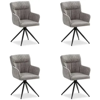 Homestyle4u Armlehnstuhl Leinen grau drehbar 4er Set