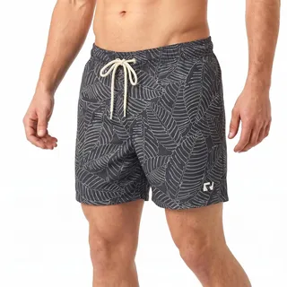RIPT Herren Badeshorts Schnell Trocknend – Badehose mit Mesh Innenfutter, UV50 Sonnenschutz, Kordelzug Boardshorts für Strand Schwimmen Urlaub Sommer (Marineblauer Blattdruck, XXL)