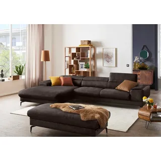 W.Schillig Ecksofa »piedroo, Designsofa mit tollem Sitzkomfort, bequem und elegant, L-Form« Kopfteilverstellung, wahlweise mit Sitztiefenverstellung, Breite 343cm braun