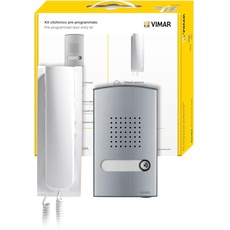 VIMAR K8879.E 2-Draht-Sprechanlage Plus enthält: Audiogeräte, 1-Familien-Audioplatte, Gegensprechanlage mit 2 Tasten, Netzteil