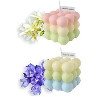 NatureMan 2 x Duftkerzen, handgefertigte Sojawachs-Bubble-Würfel-Kerzen, ideal für Hochzeit,Party und Heimdekoration,Halloween,Geburtstag Geschenk