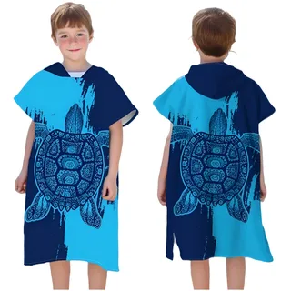 Proumhang Kinder Surf Poncho Badeponcho Mikrofaser Bademantel Strandtuch Frottee Wechselmantel Wassersport Poncho Mädchen Jungen 60 cm x 75 cm