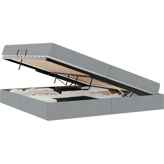 vidaXL Aufbewahrungsbett mit Matratze Hellgrau 200 x 200 cm Polyester - Hellgrau