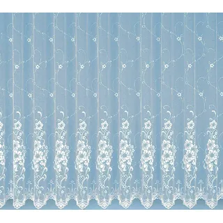 heimexland ® Gardinen Store Jacquard Blumen Florentiner Optik Vorhang weiß Wunschmaß Typ261