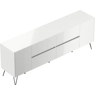 Posseik Sideboard Industrial J 4 Schubladen 2 Türen 200 cm Weiß Hochglanz