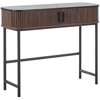Beliani Konsolentisch dunkler Holzfarbton/schwarz 100/35 cm Jose , Schwarz, Dunkelbraun , Holzwerkstoff , 100x82x35 cm , Wohnzimmer, Wohnzimmertische, Konsolentische
