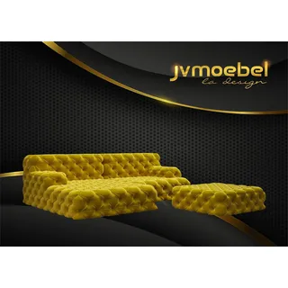 Wohnlandschaft L-Form Ecksofa Couch Design Polster Garnitur Sofa Chesterfield - Gelb