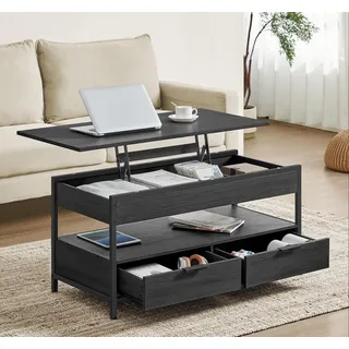 VASAGLE Couchtisch höhenverstellbar Schwarz Spanplatte 50 x 100 x 48-63 cm