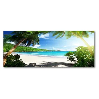 Tulup® Küchenrückwand Spritzschutz aus Glas -125x50 -Spritzschutz auf gehärtetes Glas Deko Landschaften Seychellen Strand