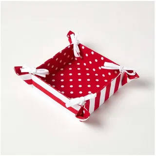 Homescapes Brotkorb Stoff Wendemuster Polk Dots rot Design Brötchenkorb Textil 100% Baumwolle