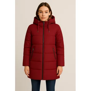 Steppmantel ONLY "ONLMANNY LONG PUFFER COAT OTW ZL", Damen, Gr. S, rot (cabernet), Web, Obermaterial: 60% Polyester, 40% Nylon, unifarben, regular fit, hoch geschlossener Ausschnitt, Mäntel Steppmantel