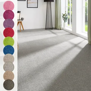 Andiamo Teppichboden »Ines, Kräuselvelours, Made in Netherlands« rechteckig 8,5 mm Höhe Uni Farben, Breite 400 cm, strapazierfähig & pflegeleicht, grau