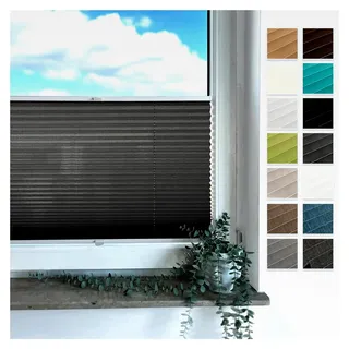 Plissee mit Bohren, Plisseerollo Faltrollo Sichtschutz und Sonnenschutz für Fenster und Tür, 3 Kollektionen (Vigo Graphit, B160cm x H130cm)