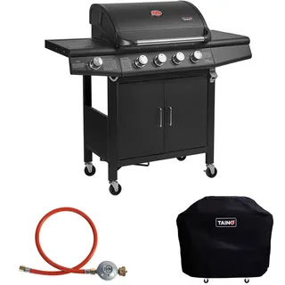 TAINO RED Gasgrill 4+1 mit Gasdruckminderer und Abdeckhaube