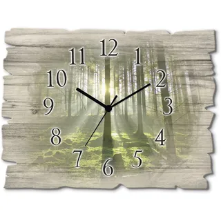 ARTland Wanduhr 40 cm Quarz Wald im Gegenlicht grün