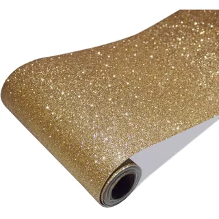 CRE8TIVE Glitzer Tapete Gold Glitzerfolie Selbstklebend Champagner Fototapete Schlafzimmer Möbelaufkleber Folie für Möbel Küchenrückwand Selbstklebend Spiegel Bilderrahmen Verpackung 20cm x 200cm