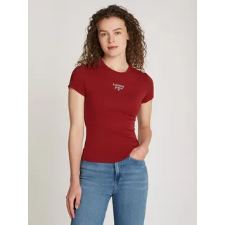 Tommy Jeans Curve T-Shirt »TJW SLIM ESSENTIAL LOGO1 TEE EXT« in Großen Größen mit Logoschriftzug, rot