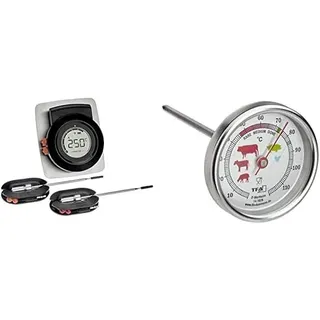 TFA Dostmann Smart Wireless BBQ Thermometer Hyper BBQ, 14.1513, mit App, für Smoker oder Grill + Analoges Bratenthermometer aus Edelstahl, 14.1028, ideal als Fleischthermometer, Geflügel, Fisch