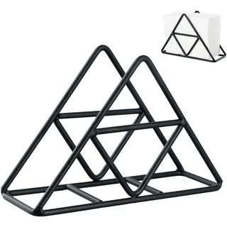 Rapidbok Dreieckiger Serviettenhalter aus Edelstahl - Metall Serviettenhalter für Küchen, Esstische & Picknicktische (Schwarz)