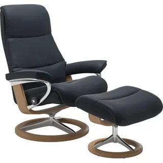 Stressless Fußhocker "View" mit Signature Base,Gestell Eiche, shadow blau paloma