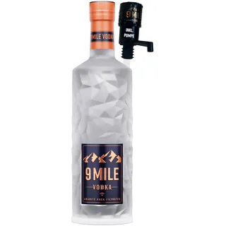 9 MILE Vodka 3l inkl. Flaschenpumpe & Geschenkverpackung – 37,5% Vol. Premium Vodka mit LED-Beleuchtung, Granite Rock Filtration & mildem Geschmack – ideal für Longdrinks oder den puren Genuss