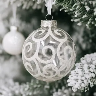 Weiß Weihnachtsbaum Kugeln für den Christbaumschmuck, 80mm Klarer weißer Wirbel