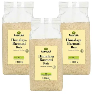 3x 1kg Alnatura Bio Himalaya Basmati Reis Langkornreis besonderen Duft 1000g