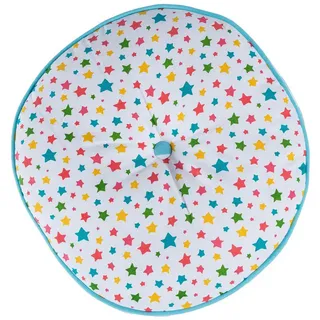 Homescapes Bodenkissen rund, bunte Sterne & blaue Streifen, Ø 43/7 cm , Textil , Stern/Sternzeichen , Füllung: Polyester , Rund , 43x7x43 cm , Oeko-Tex® Standard 100 , Heimtextilien, Wohntextilien, Kissen