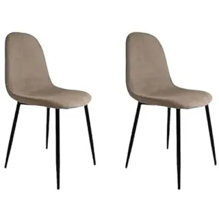 Shiito - Set mit 2 modernen Esszimmerstühlen - Modell Cody 2 - Schlichtes und Elegantes Design - Metallbeine - Beige bezogen