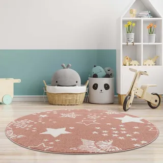Carpet City Kinderteppich »Anime9387« rund 11 mm Höhe Sternen-Teppich, Weicher Flor, Pflegeleicht, Kinderzimmer, rosa