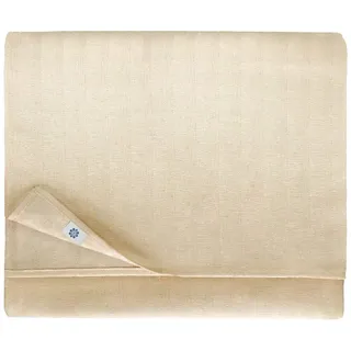 Linen & Cotton Elegante Jacquard Streifen Tischdecke Stoff Tischtuch Tischwäsche Jasmine - 48% Leinen, 52% Baumwolle, Creme (140 x 220 cm) Rechteckige für Hochzeit Restaurant Cafe Hotel Catering Party