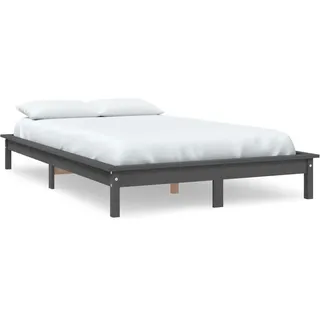 vidaXL Massivholzbett Grau 120x190 cm Kiefer - Grau