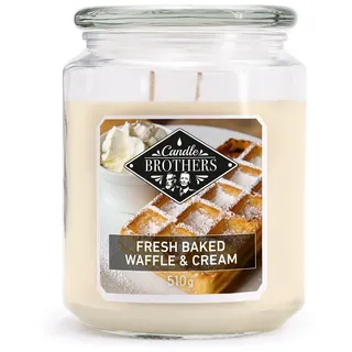 Candle Brothers Große Duftkerze im Glas | Fresh Baked Waffle & Cream | Duftkerze Vanille | Große Kerze mit langer Brenndauer | Winterkerzen für Zuhause
