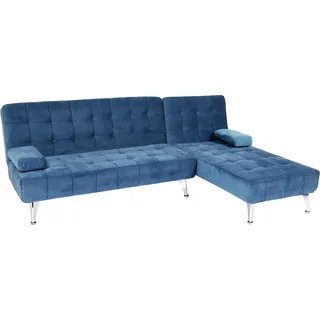 Schlafsofa HWC-K22, Couch Ecksofa Sofa, Liegefläche links/rechts Schlaffunktion 236cm Samt blau - Blau