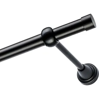 Voppi Gardinenstange Moderi 1-läufig 180 cm 19 mm schwarz, moderne Vorhangstange, einfache Wandmontage - Schwarz