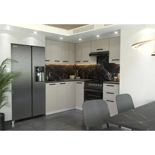 Küchenzeile Küchenblock moderne Küchenmöbel-Set Eckküche Kaschmir - Beige