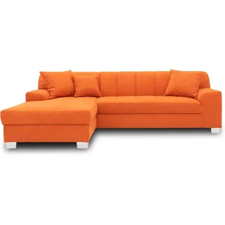 DOMO. collection Ecksofa Capri, Sofa in L-Form, Couch, Polsterecke, Eckcouch, Sofa-Garnitur, Longchair links 239 x 152 x 75 cm (BxTxH), orange