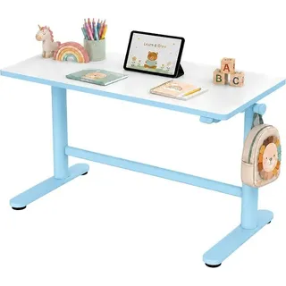 Elektrischer Kinderschreibtisch Höhenverstellbar 100x50 cm | Schreibtisch für Kinder mit Antikollisionssystem, Taschenhaken, abgerundeten Ecken, Blau - Blau