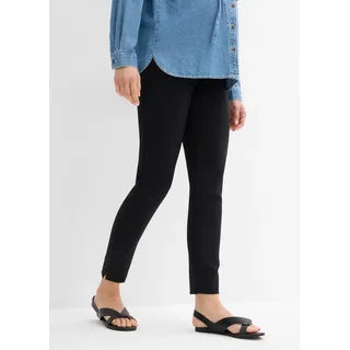 Umstandshose BONPRIX, Damen, Gr. 36, N-Gr, schwarz, Web, Obermaterial: 72% Polyester, 24% Viskose, 4% Elasthan, unifarben, slim fit knöchellang, Hosen Umstandshose, im Chino-Stil, mit Gummizügen und bequemem Jersey-Einsatz am Bauch
