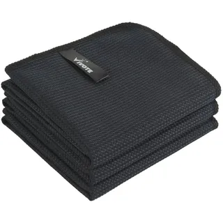 VIVOTE Mikrofasertuch, Küchentuch, Schwarzes Geschirrtuch, 40x60 cm | Barista-Tuch, Saugfähig, Fusselfrei, Keine Wasserflecken, 3 Stück, Schwarze Waffelstruktur